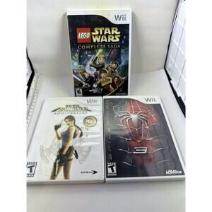 Nintendo Wii Spider Man 3 Star Wars Lego Complete SagaTomb Raider Spider-Man CIB